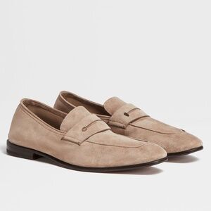 Zegna LIGHT BEIGE SUEDE L'ASOLA LOAFERS